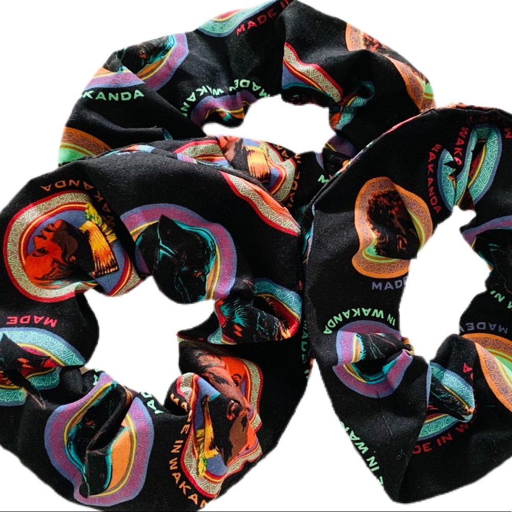 Black Panther Scrunchies Handmade Large Five piece Bundle